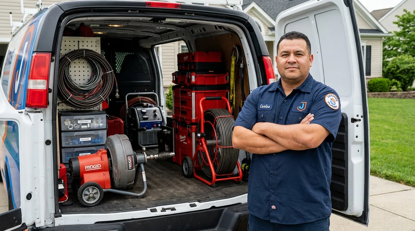 Professional drain cleaning equipment and Johns Plumbing LLC plumber in Gold Hill
