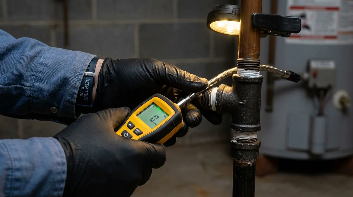 Gas leak detection with electronic sniffer by Johns Plumbing LLC in Gold Hill