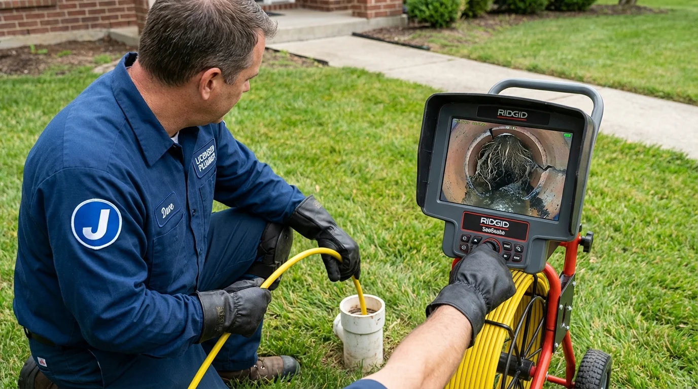 Sewer camera inspection being performed by Johns Plumbing LLC in Gold Hill