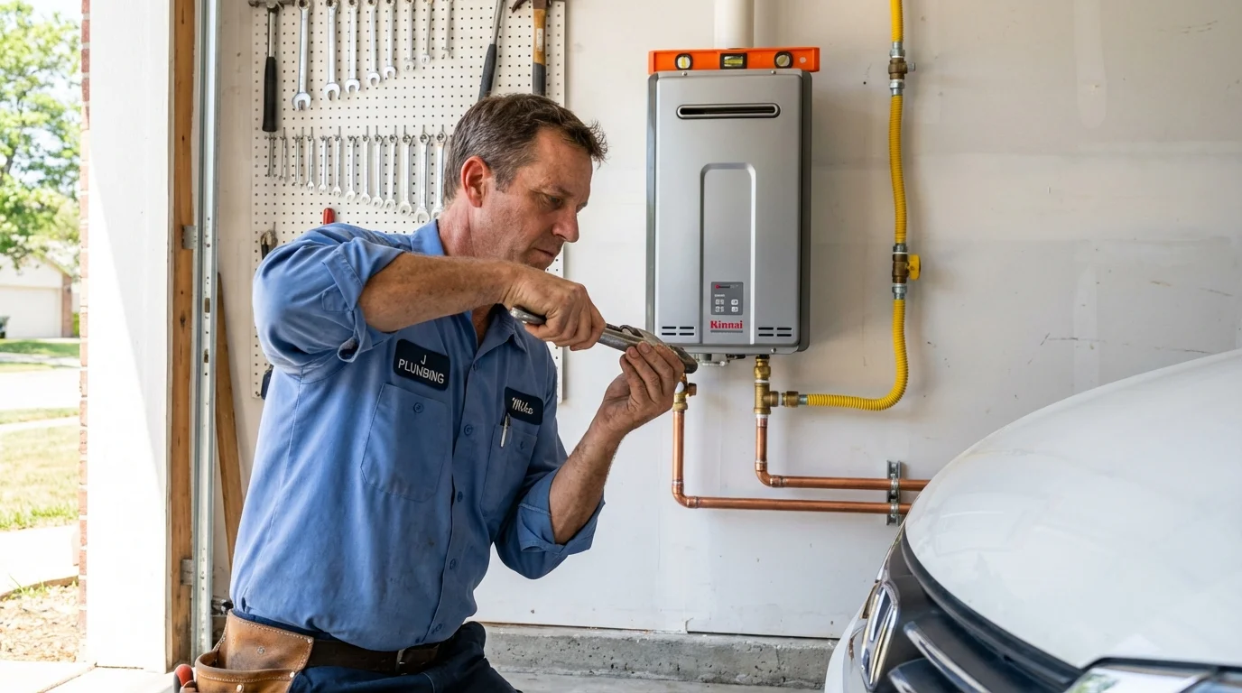 Tankless water heater installation by a Johns Plumbing LLC plumber in Gold Hill